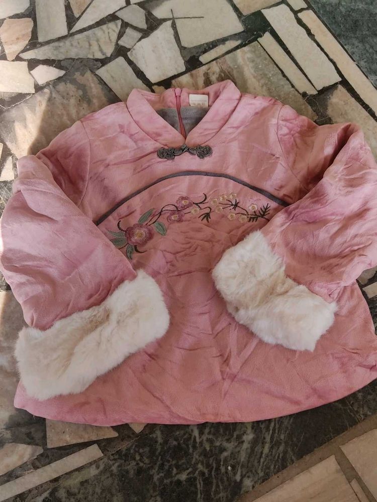 Pink Embroidered Asian Style Top