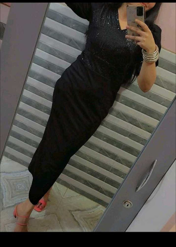 Bodycon Black Dress Party Wear Glam Look