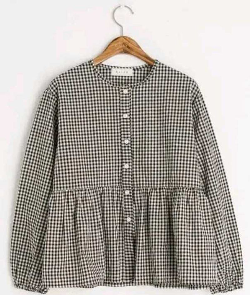 trendy gingham peplum hem women top