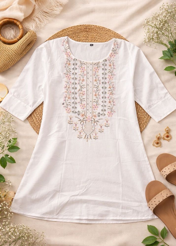 Elegant Embroidered White Kurta