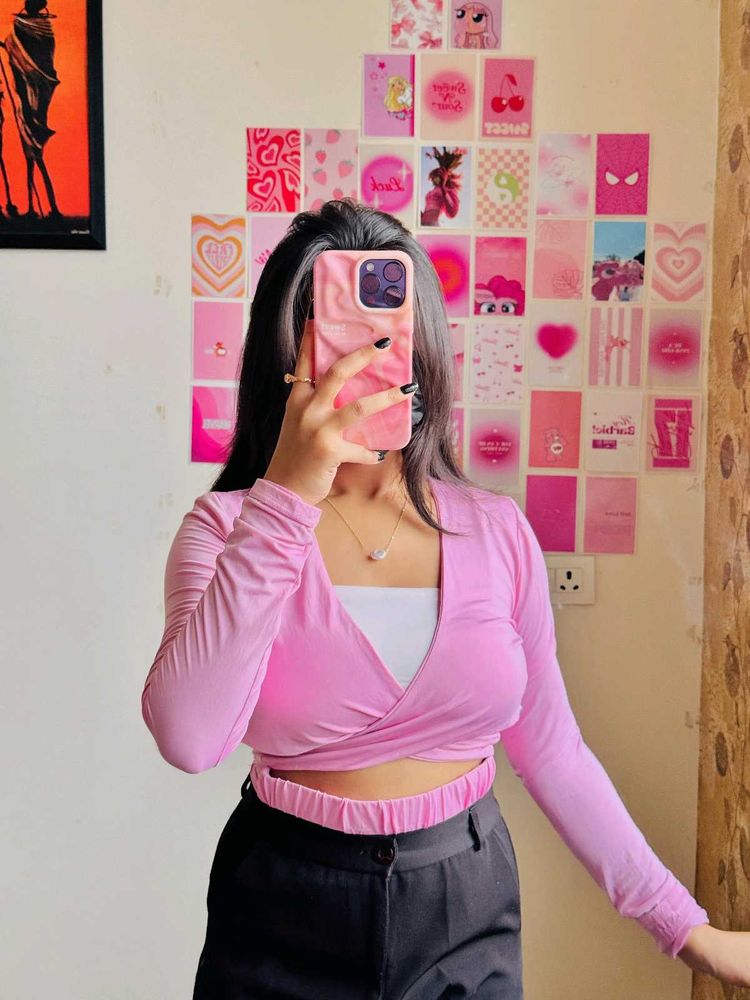 Purple V-Neck Long Sleeve Top