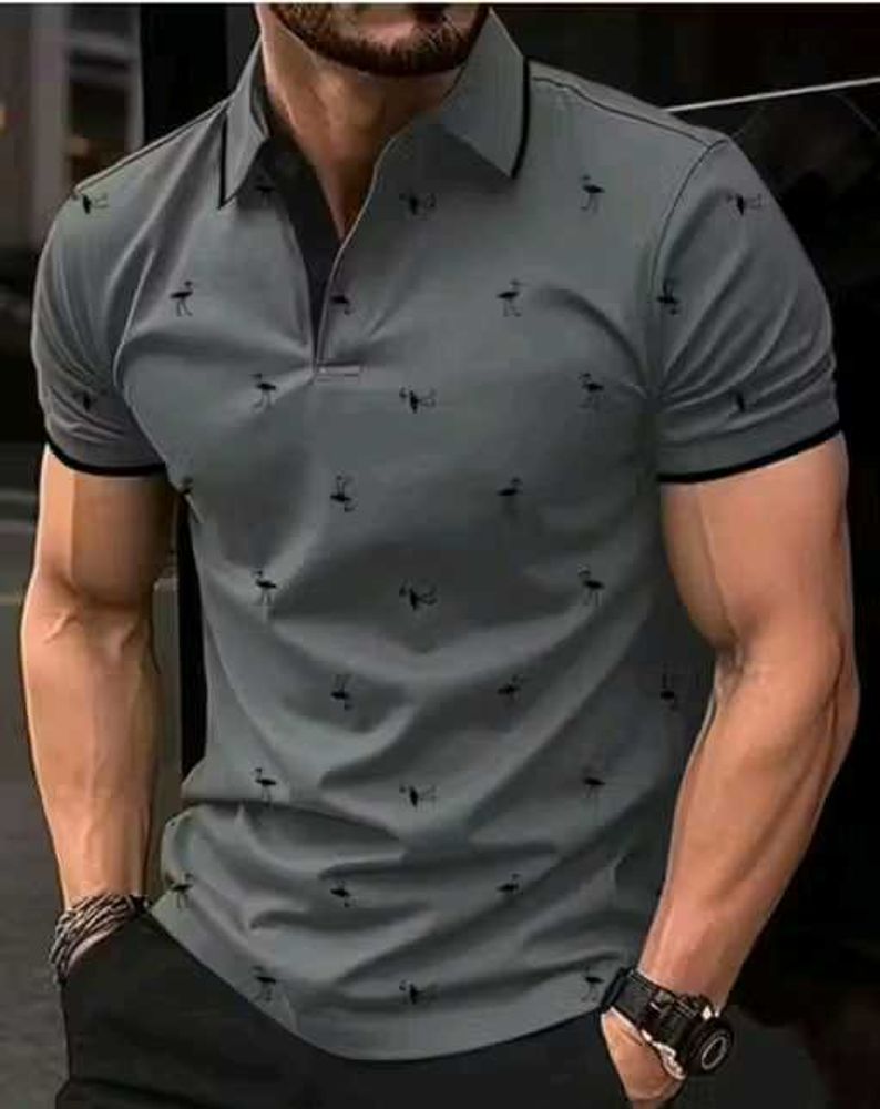 Flamingo Print Polo Shirt