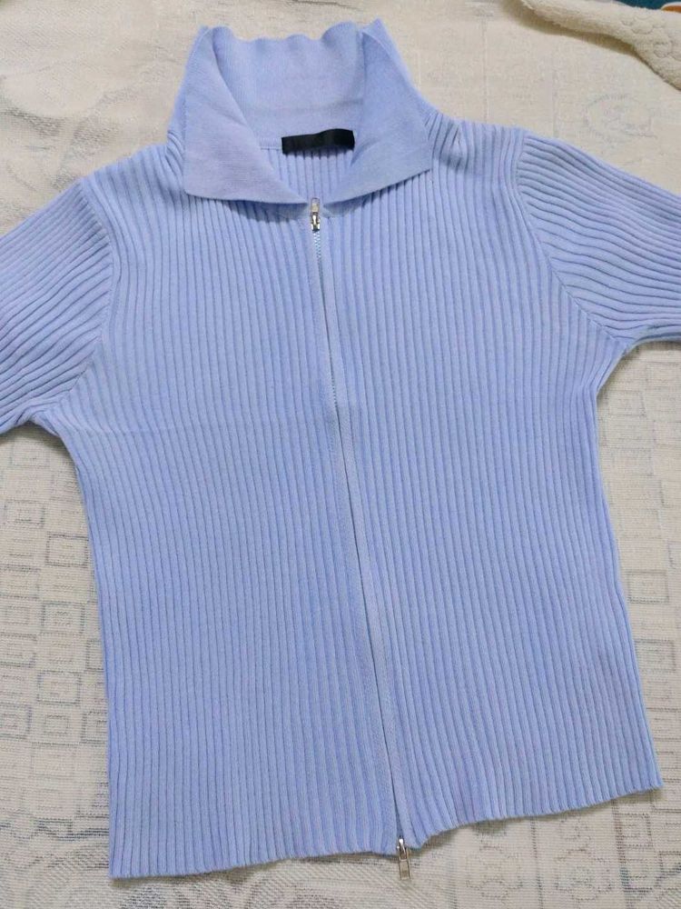 Double zip ribbed top