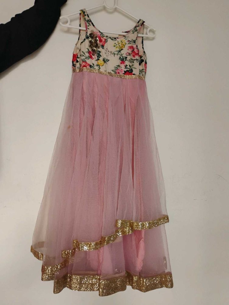 Girls' Pink &amp; Floral Party Dress