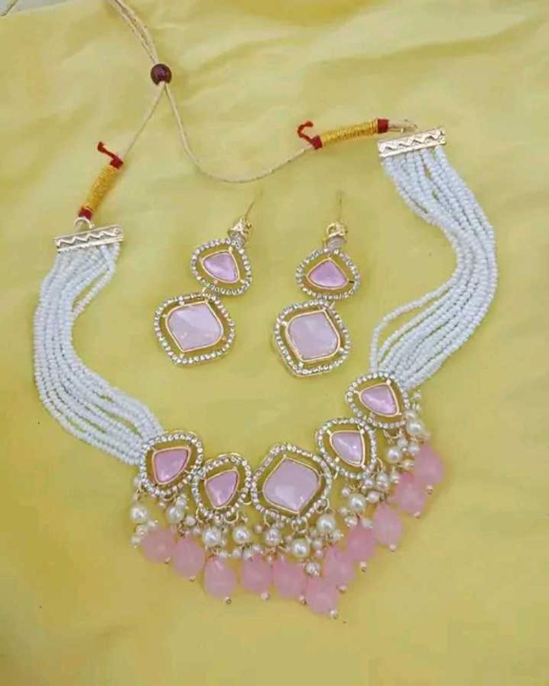 Pink Stone Jewelry Set