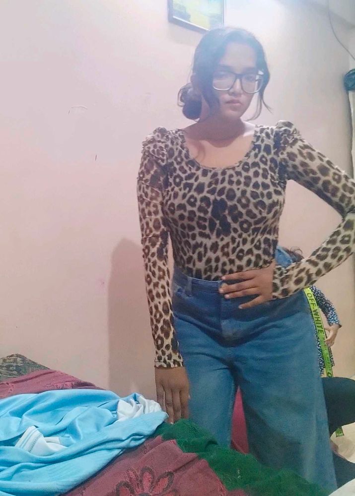 Cheeta Print Mesh Top
