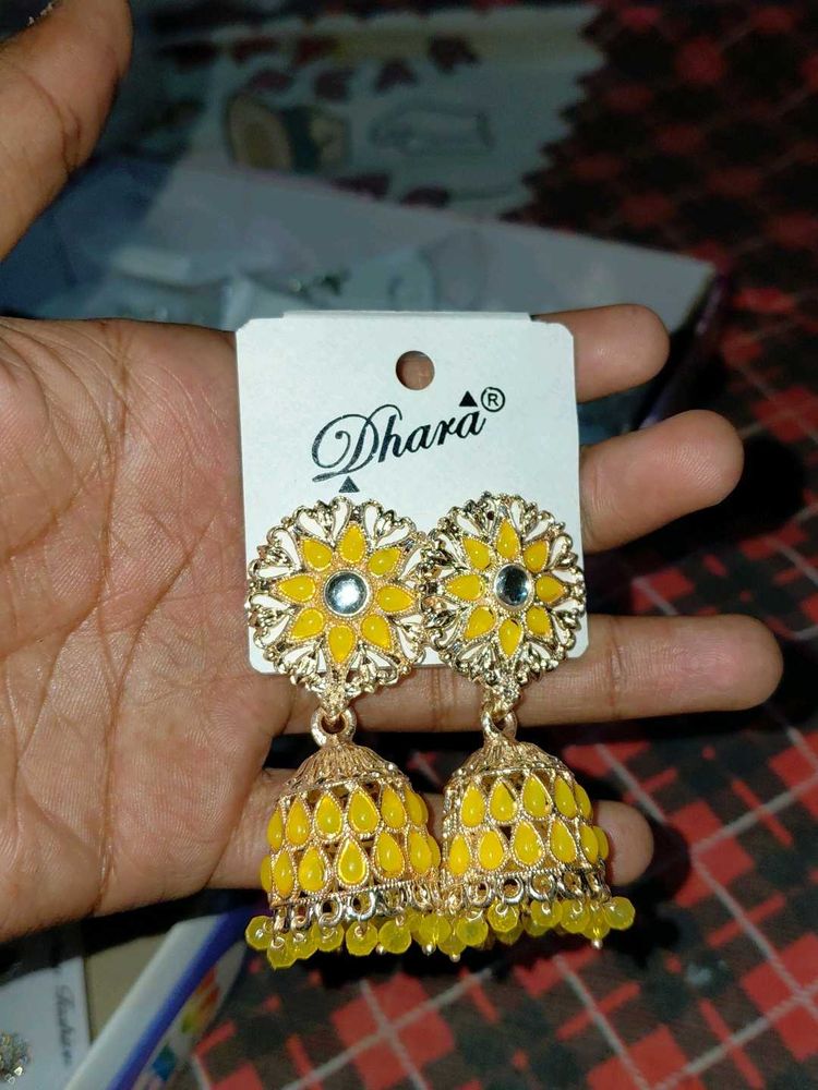 Yellow Jhumka Earrings,red Jhumk Earrings