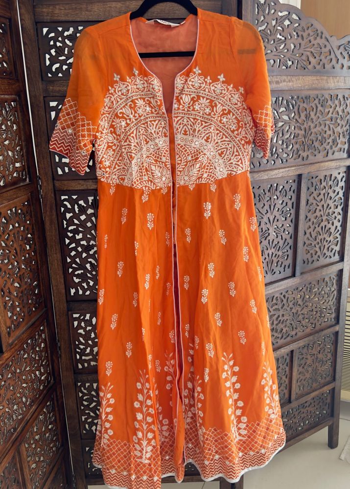 Like New Biba HandBlock Mirror Work Anarkali Kurta