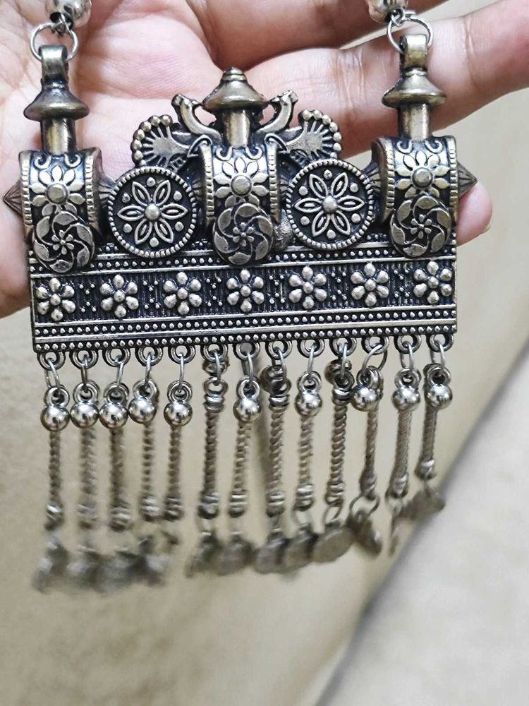 Long Oxidised Necklace