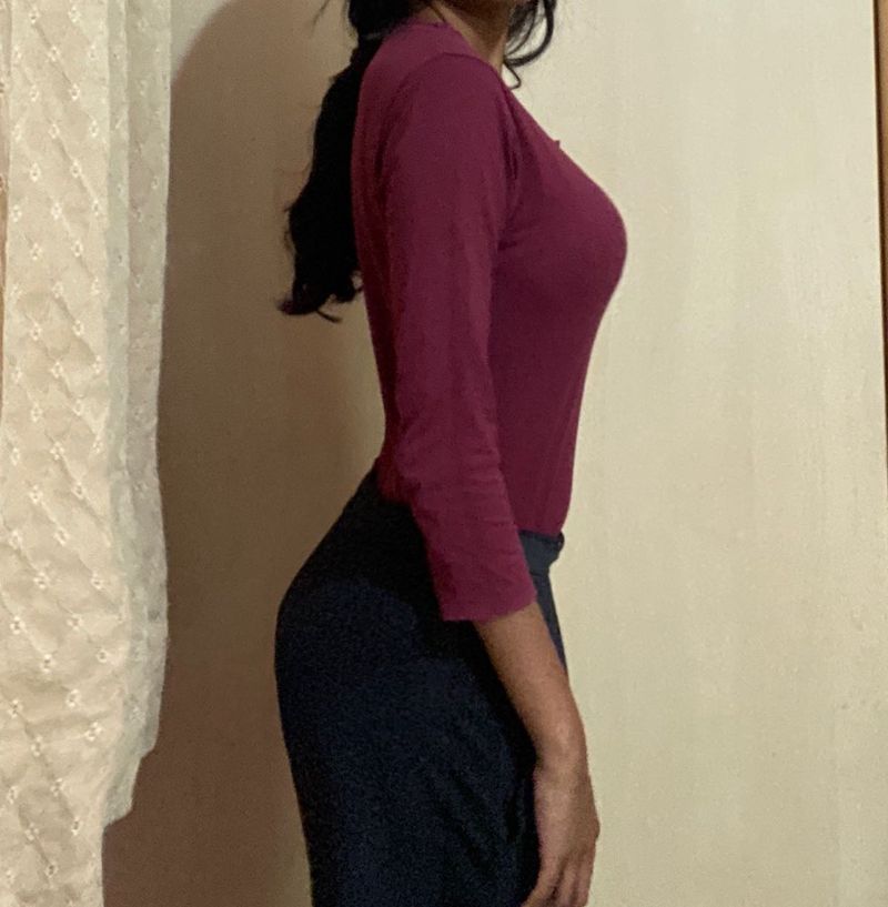 Burgundy Long Sleeve Top