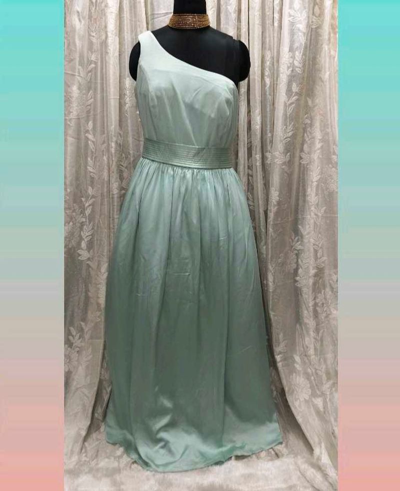 Aquamarine Colour One Shoulder Long Gown