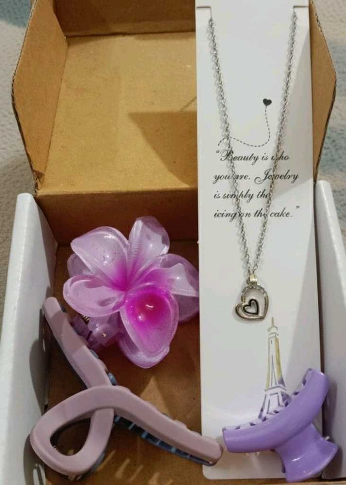 Necklace &amp; Hair Clips Set