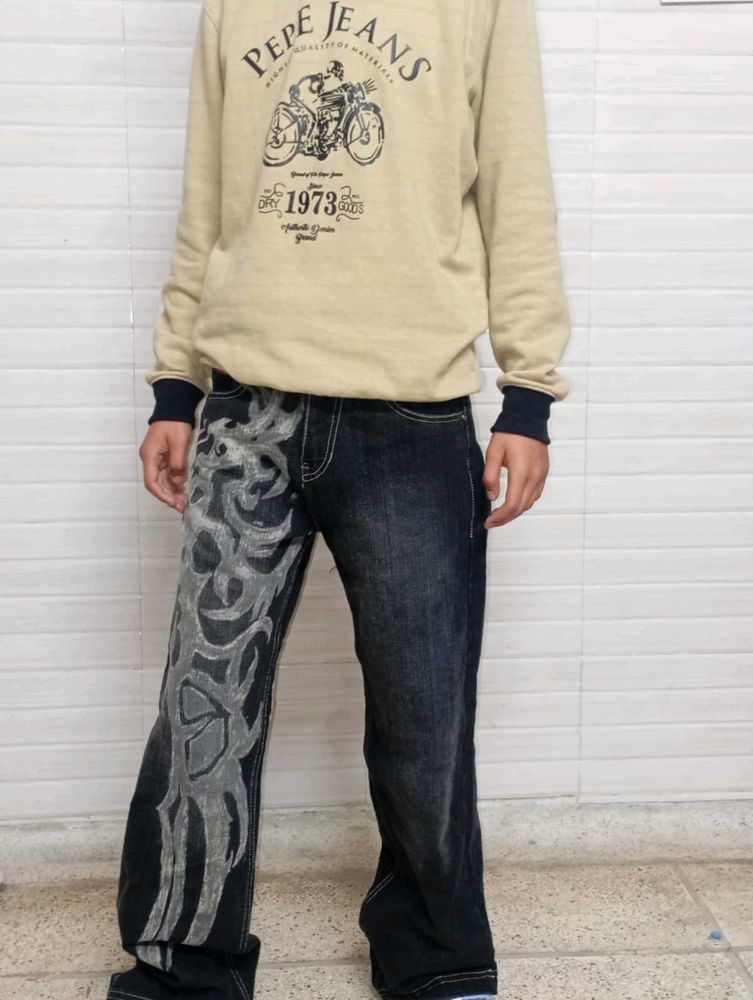 Unique Graphic Jeans(custom bleached)