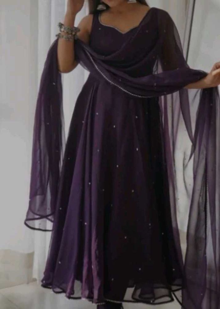 Elegant Purple Anarkali Kurta Set