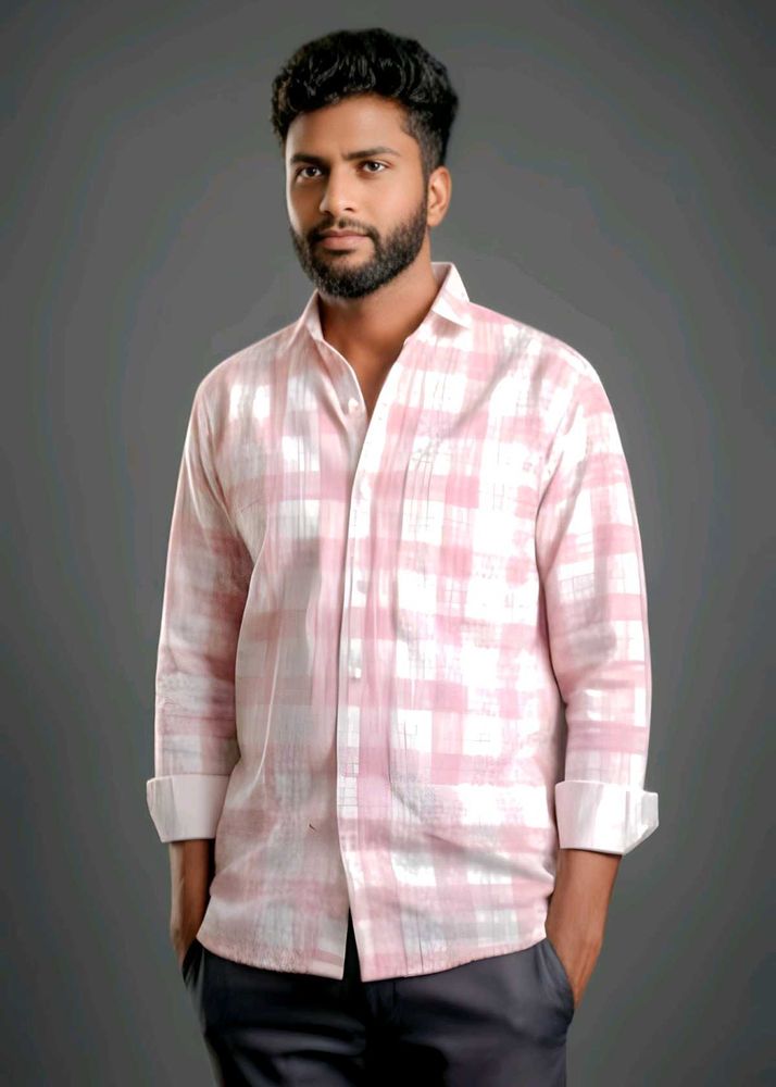 Pink &amp; White Checked Shirt