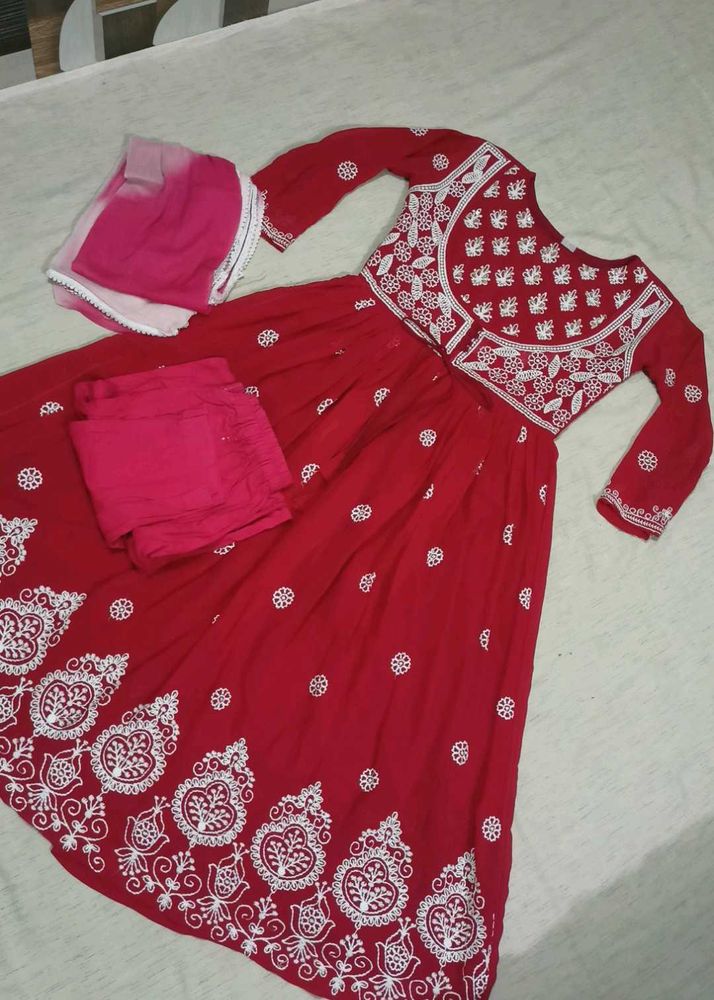 Lucknowi Kadayi Frock Pant &amp; Dupatta