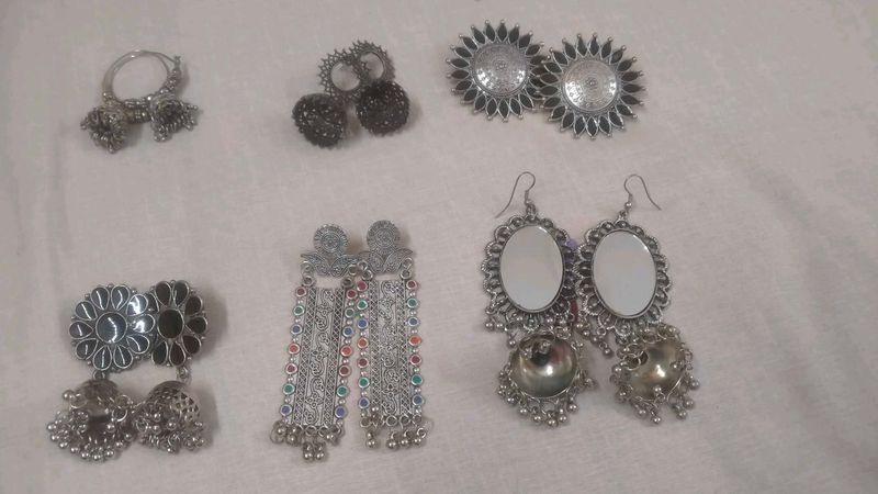 Combo Of 6 Oxidised Earrings