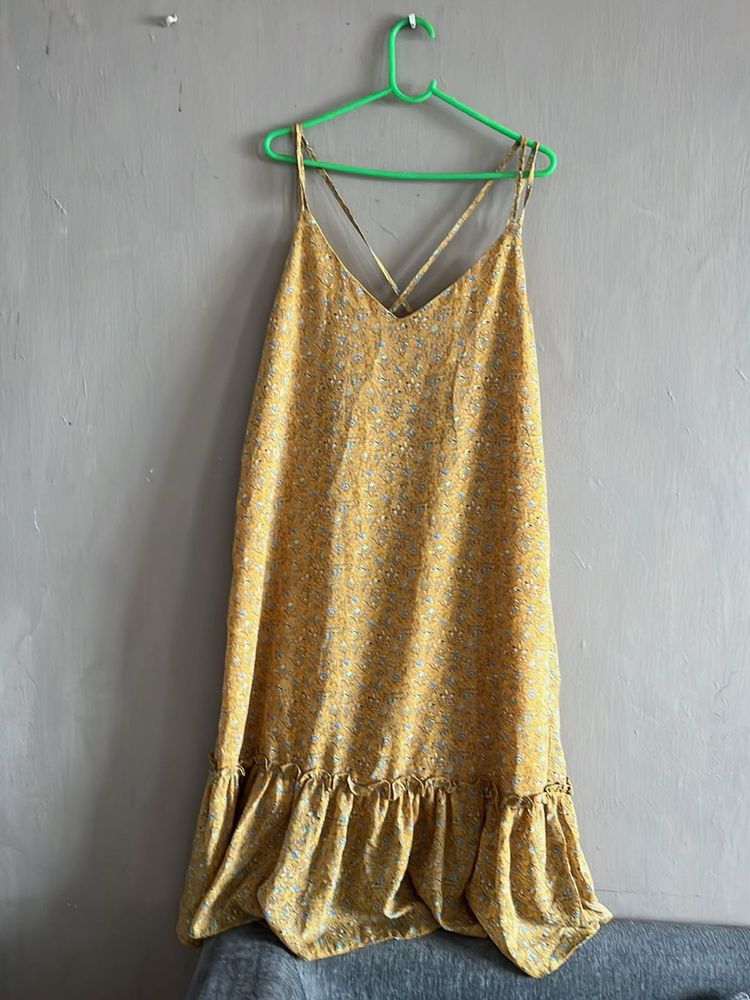 Yellow Floral Ruffle Sundress