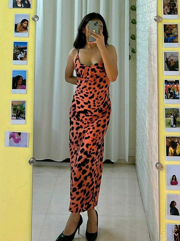 Leopard Print Slip Midi Dress