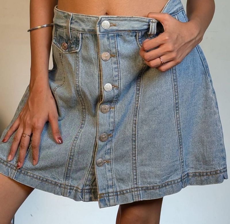 Denim Button-Down Skirt