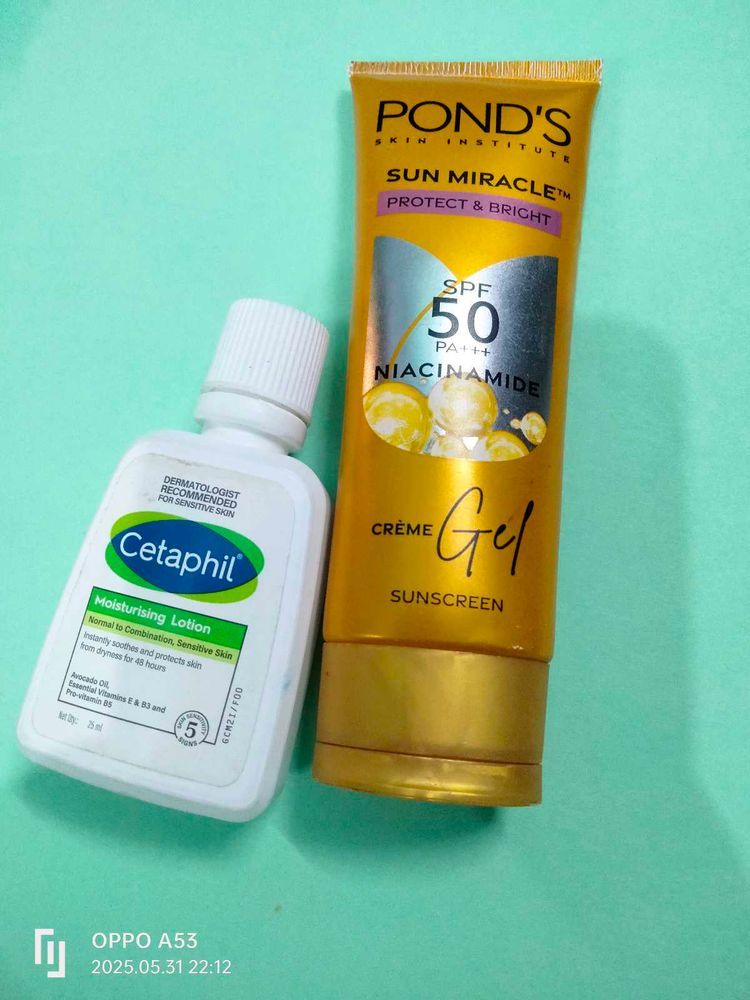 Cetaphil Lotion &amp; Pond&#39;s Sunscreen SPF 50