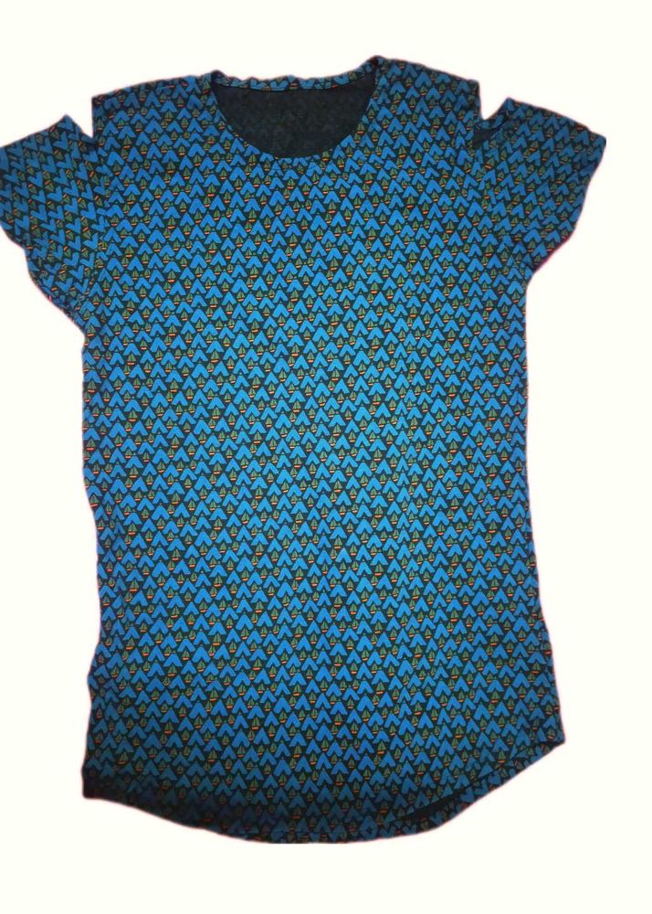 Blue Cold Shoulder Top