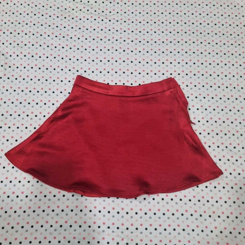 Red Satin Skirt