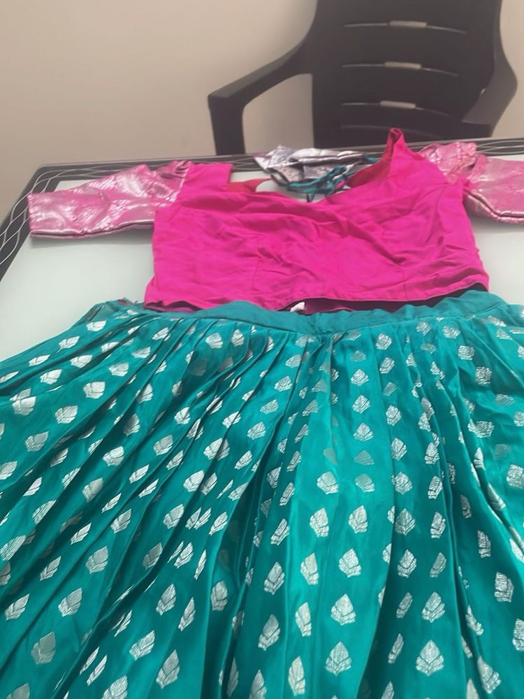 Ethnic Rose And Sea Green Gown