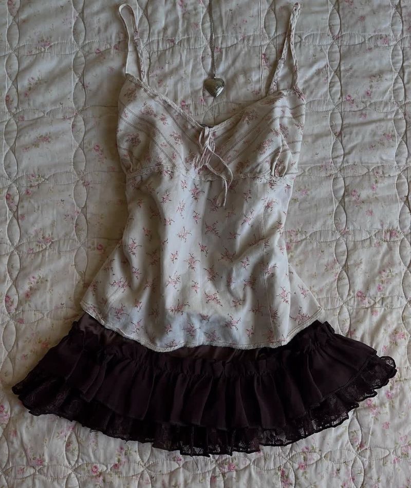 Floral Cami Top with Ruffle Hem