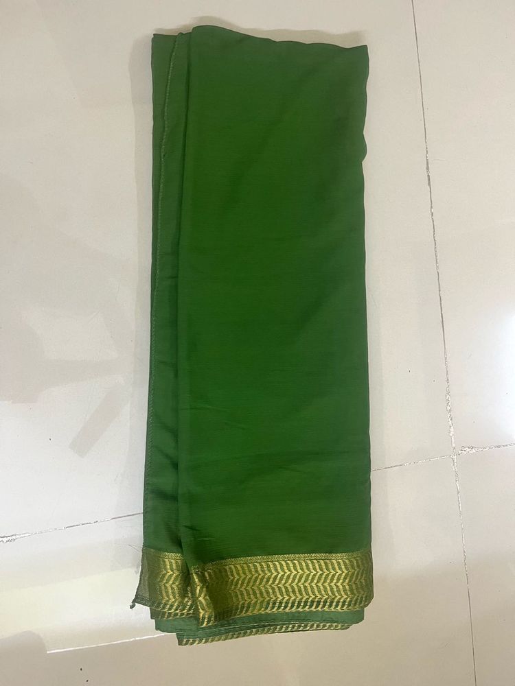 Green Saree with Gold Border