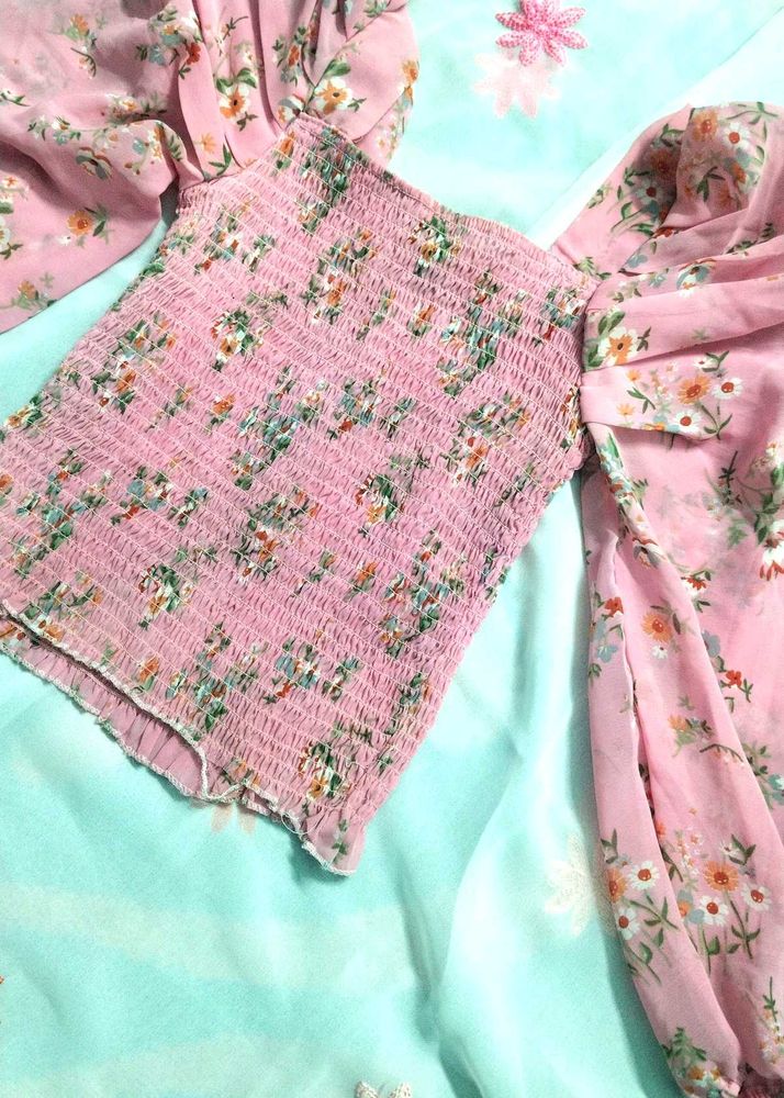 Floral Smocked Crop Top