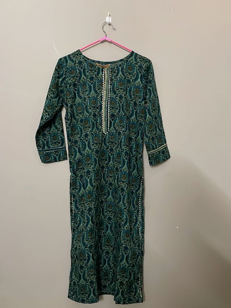 Green Printed Kurta set