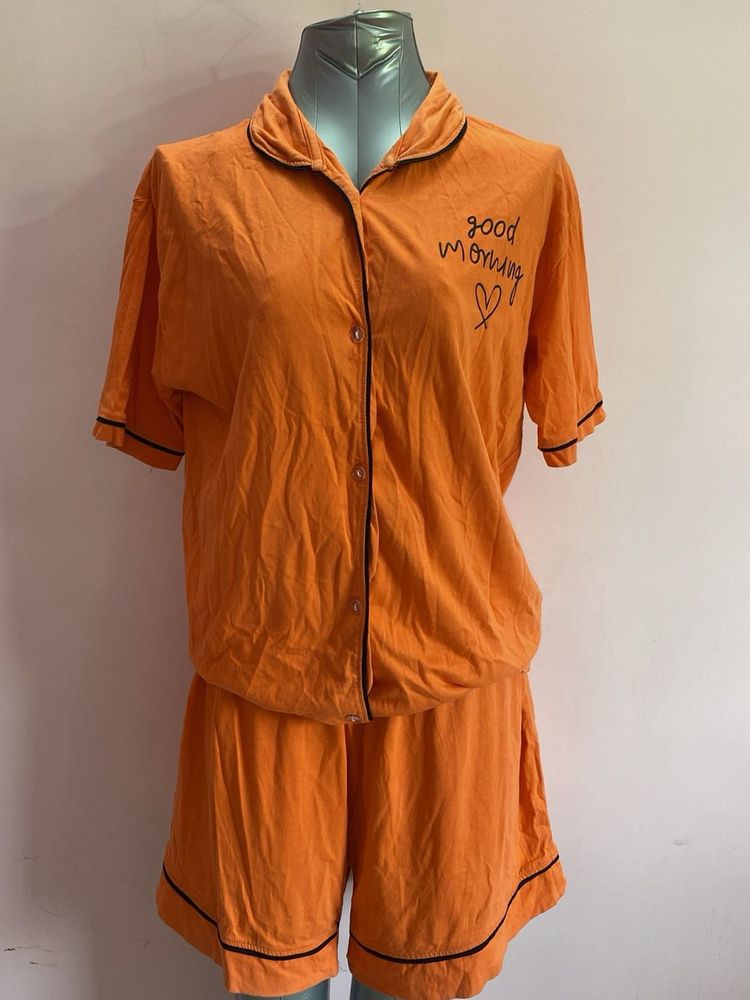 Orange &#34;Good Morning&#34; Pajama Set