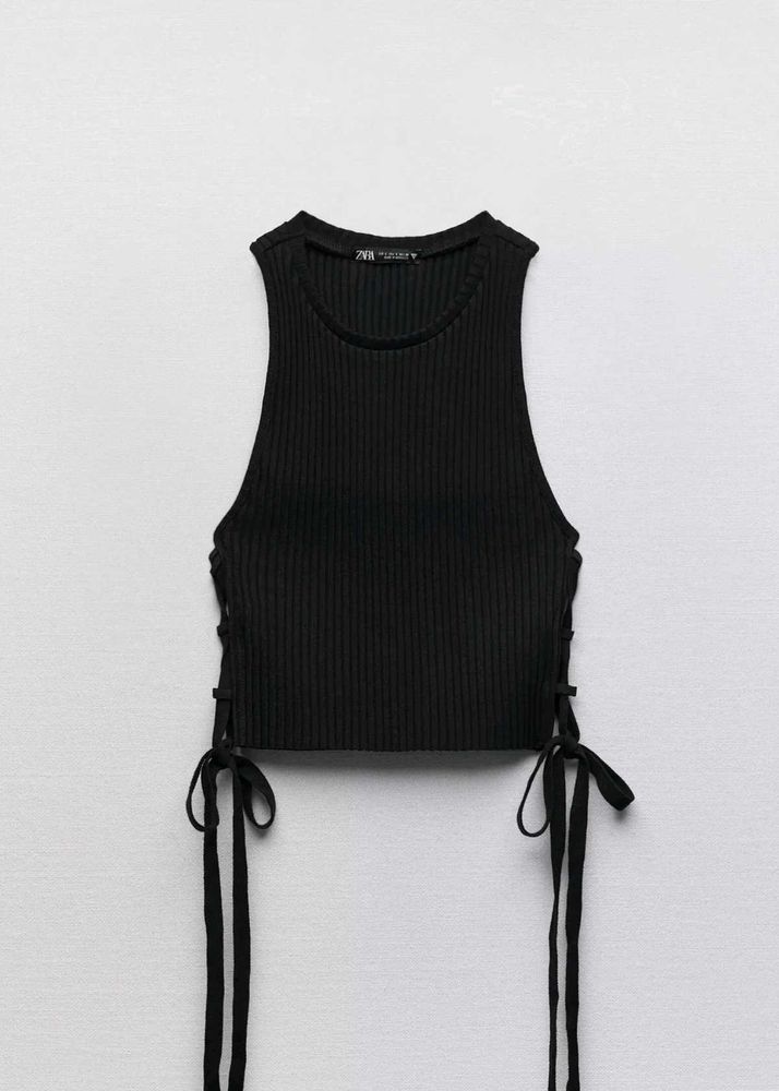 ZARA Black Knit Cut Out Top