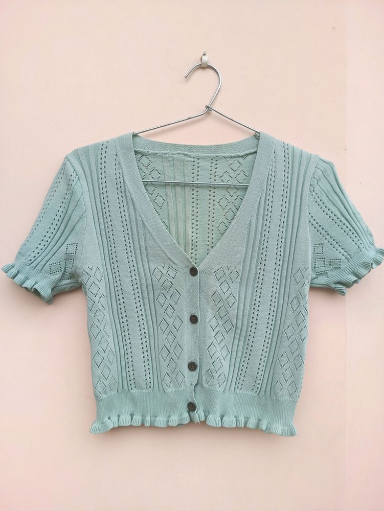 Pastel green cardigan top