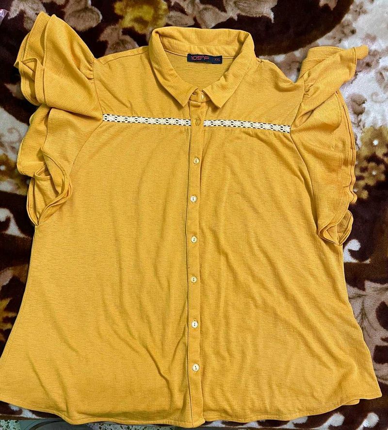 Mustard Yellow Button-Down Top