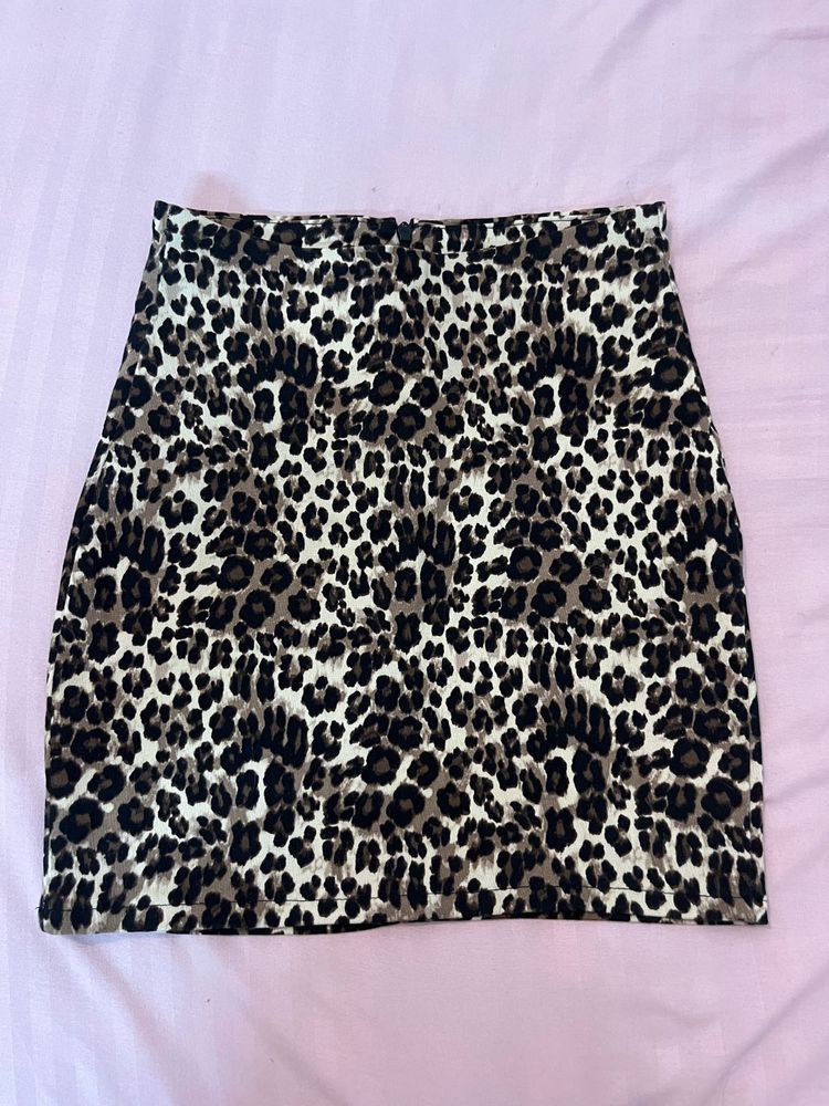 Leopard Print Mini Skirt