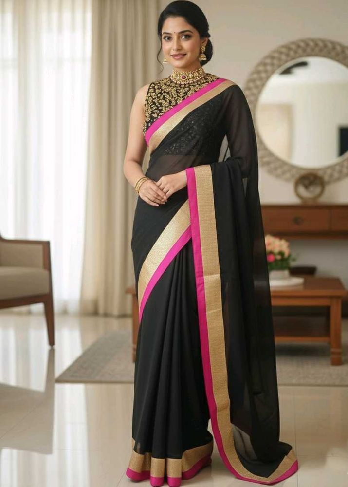 Black georgette saree