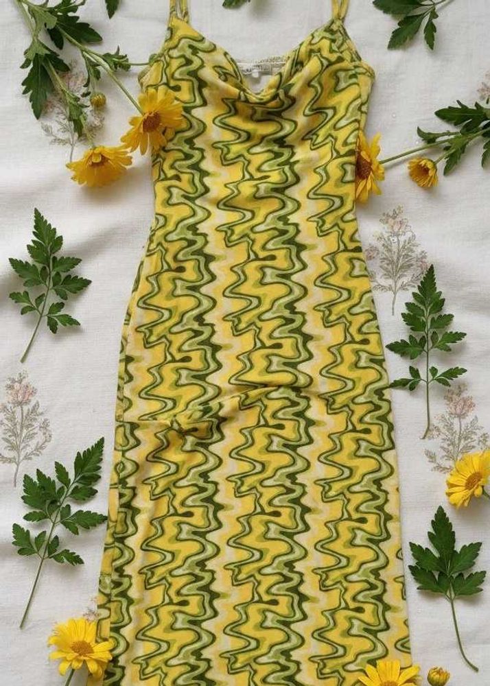 Yellow &amp; Green Patterned Dress