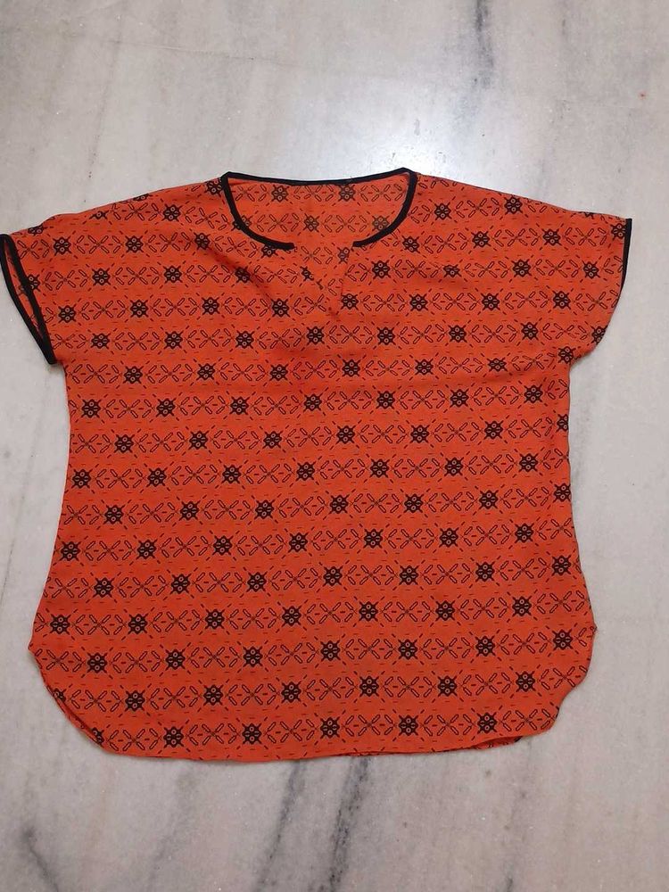 Patterned Orange Top