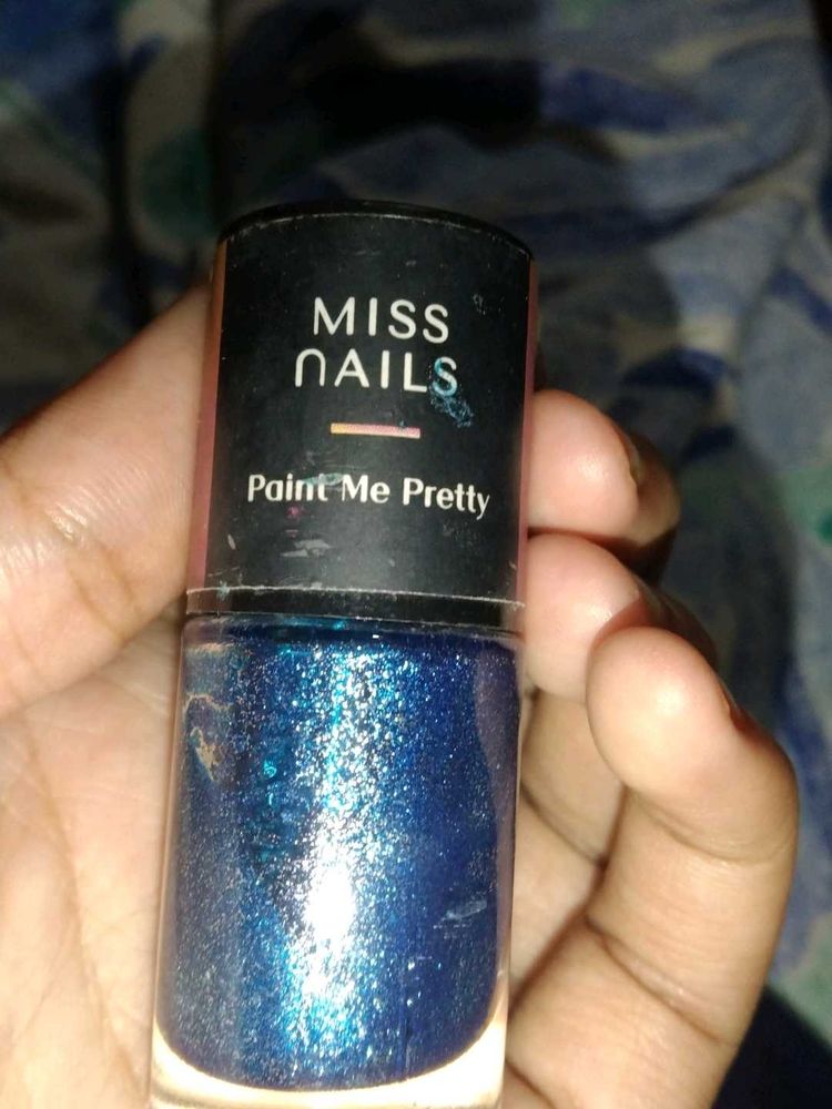 Miss Nails Paint(Blue Glittery Colour)Very Unique