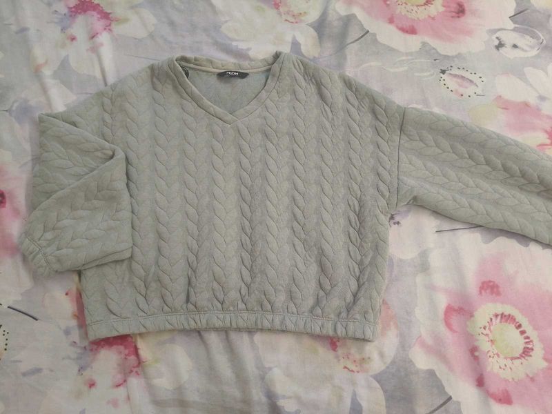 Cozy Light Green Crop Sweater(Size M)