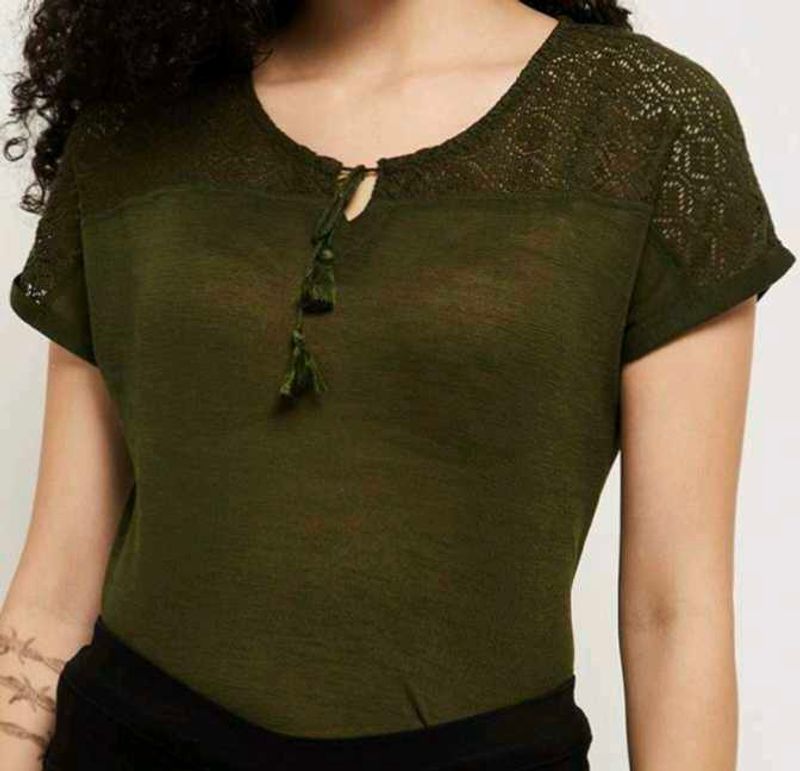 Olive Green Tassel Top