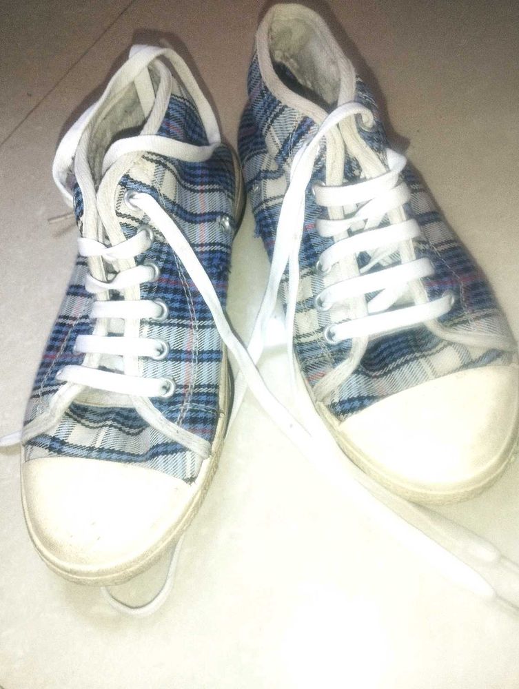 Plaid High-Top Sneakers