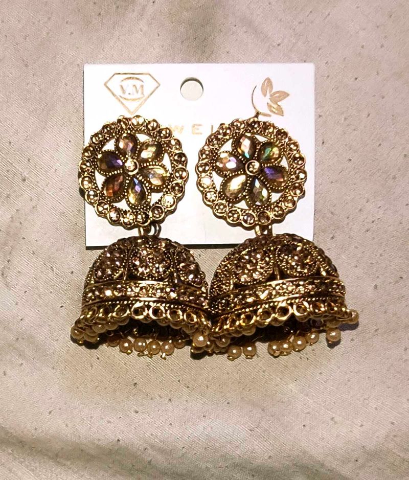 Golden Jhumka Earrings