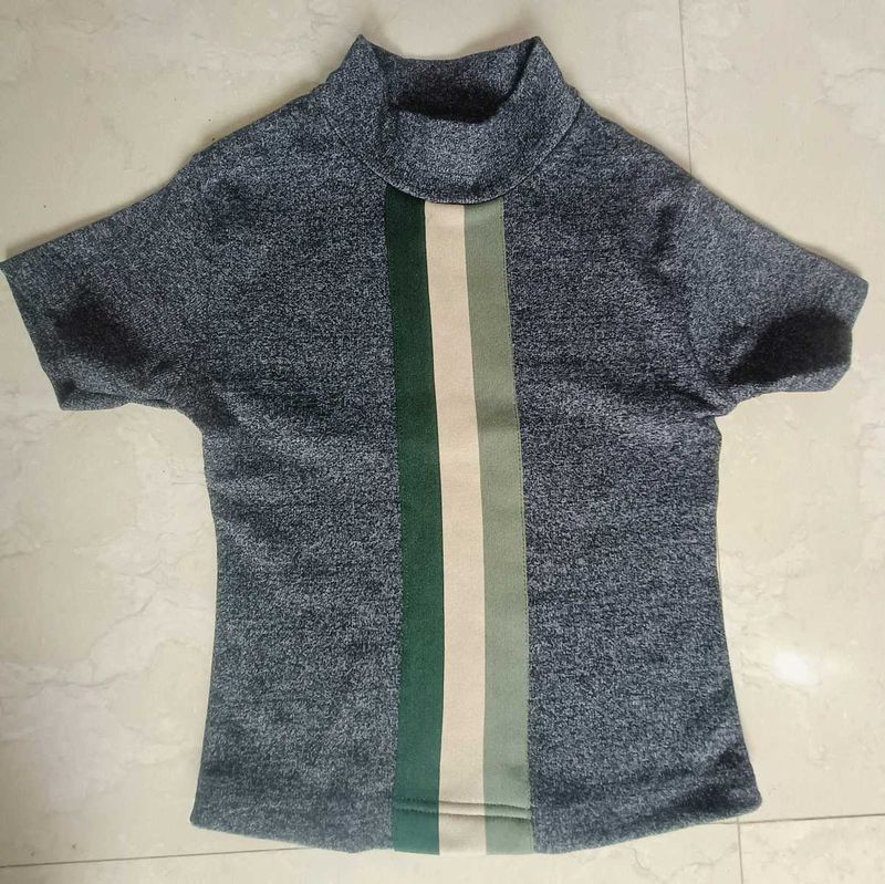 Stylish Striped Mock Neck Top