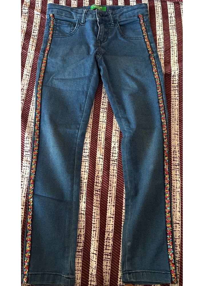 Benetton Sequined Jeans For Girls 6-7