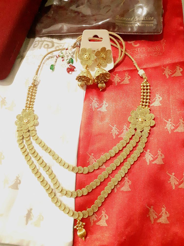Premium Gold Polished 3 In One Jewellery Set
