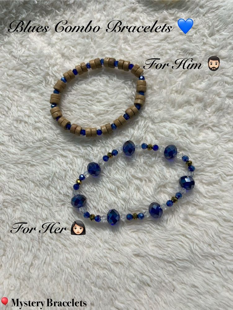 Matching &#39;His &amp; Hers&#39; Blue Bracelet Set