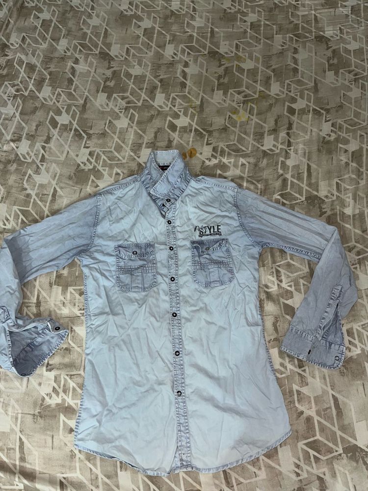Denim Style Button-Down Shirt